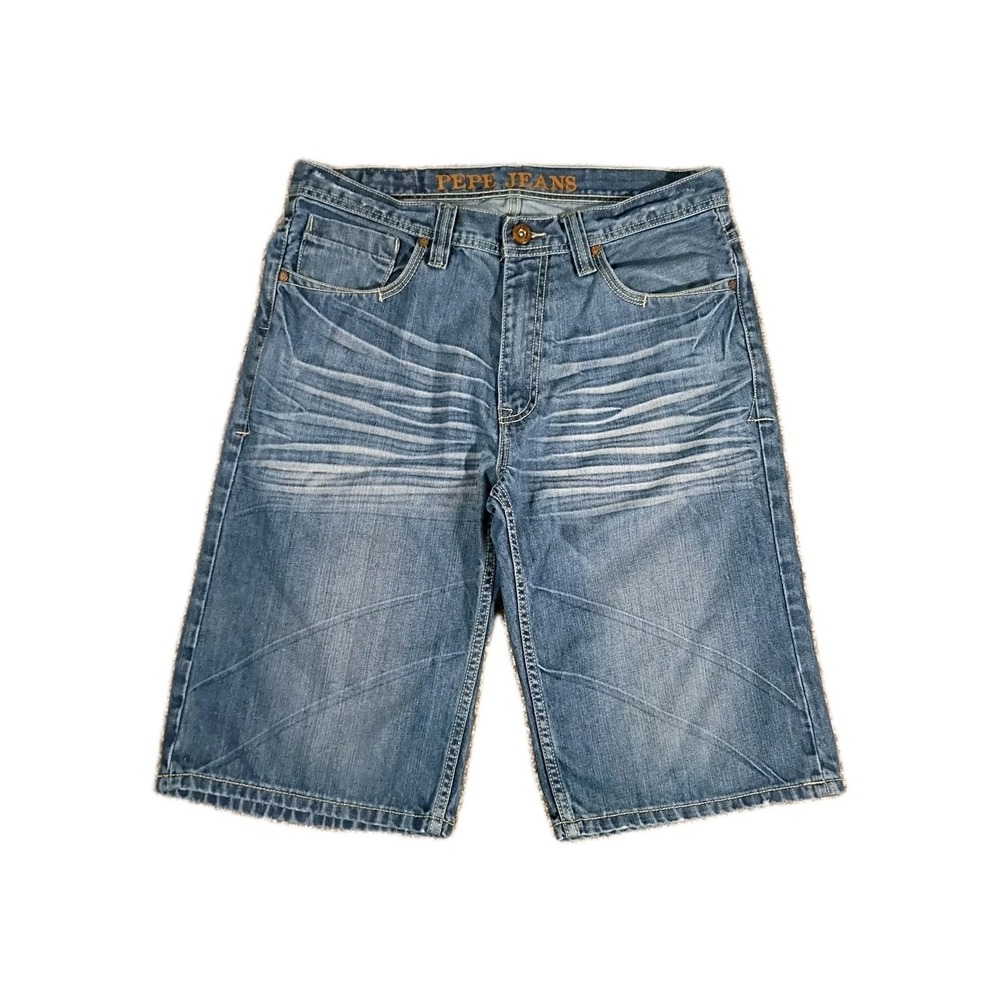 Vintage Pepe Jeans Blue Baggy Carpenter Jean Shorts Size 34 Y2K Skater Hip Hop